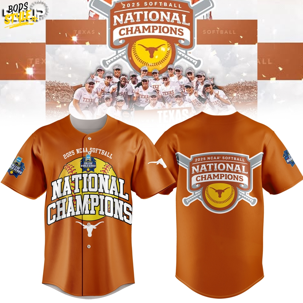 Texas Longhorns Softball National Champions 2025 "Hook em Horn" Baseball Jersey Texas Longhorns Softball National Champions 2025 "Hook em Horn" Baseball Jersey