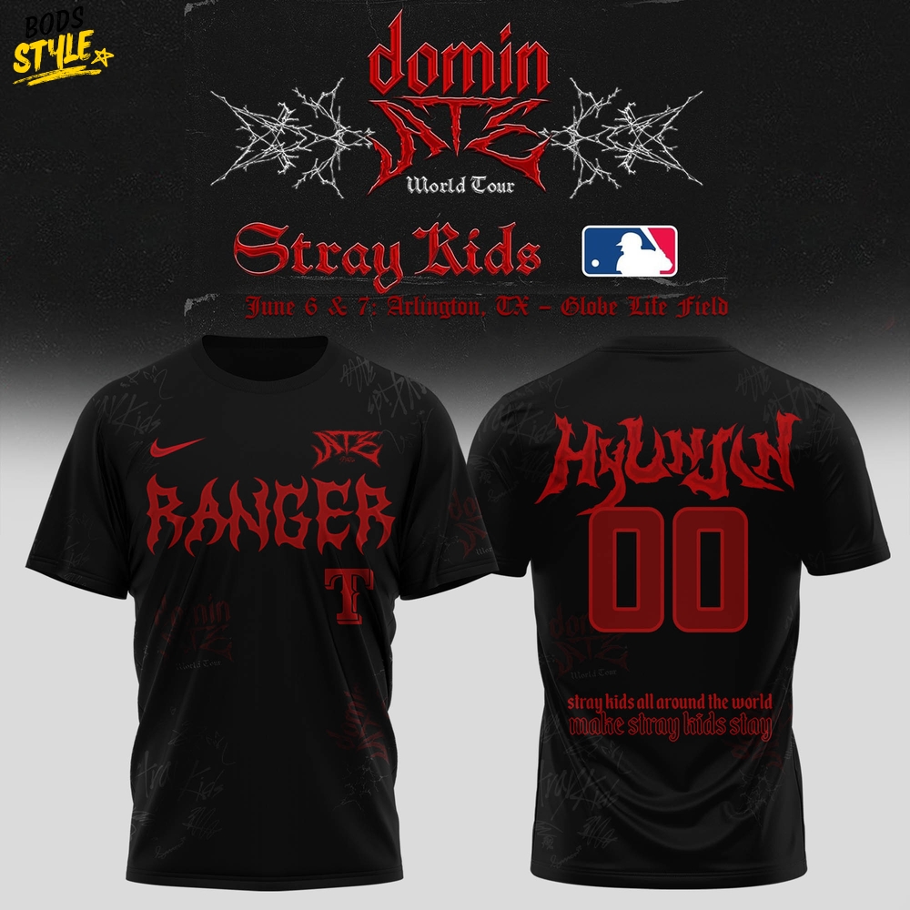 Texas Rangers x Stray Kids DomiATE Word Tour Personalized Shirt Texas Rangers x Stray Kids DomiATE Word Tour Personalized Shirt