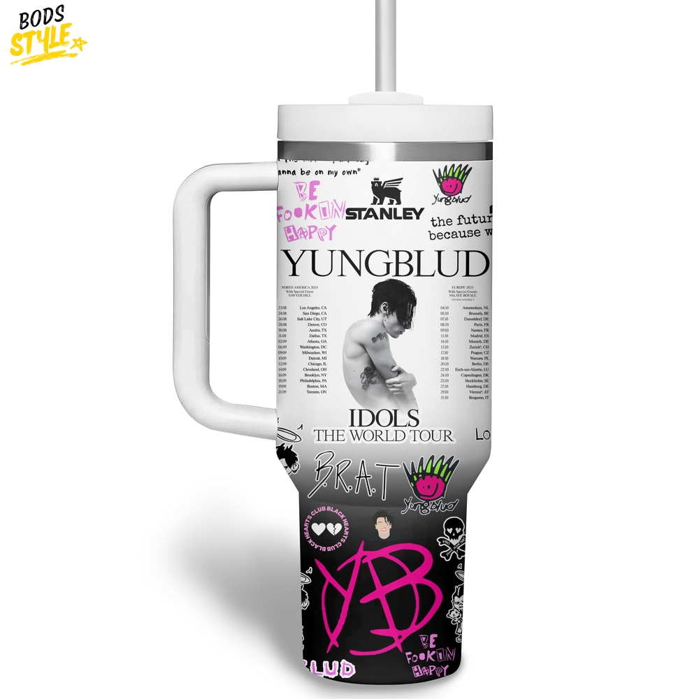 Yungblud Idols 2025 World Tour Custom Tumbler 40oz with Handle Yungblud Idols 2025 World Tour Custom Tumbler 40oz with Handle