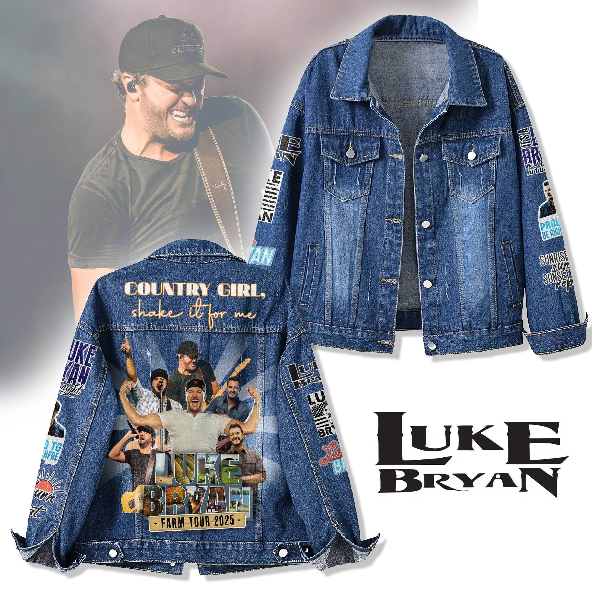 Luke Bryan "FARM TOUR 2025" Limited Edition Denim Jacket Luke Bryan "FARM TOUR 2025" Limited Edition Denim Jacket