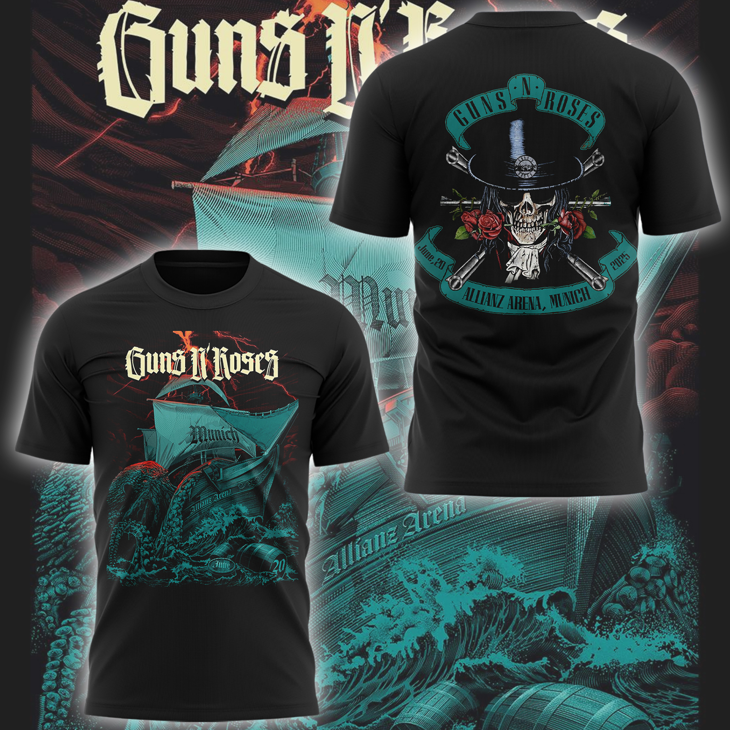 Guns N' Roses 2025 Tour Limited Edition Munich Shirt Guns N' Roses 2025 Tour Limited Edition Munich Shirt