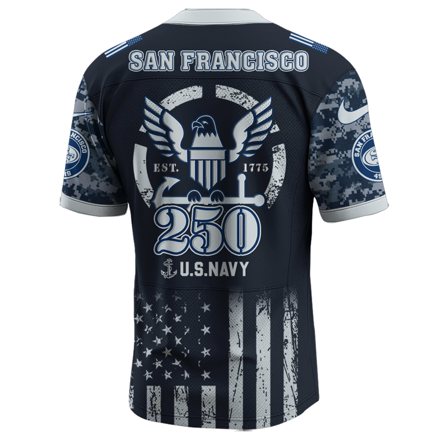 San Francisco 49Ers NFL x 250 U.S. Navy 250th Birthday Celebration Jersey San Francisco 49Ers NFL x 250 U.S. Navy 250th Birthday Celebration Jersey