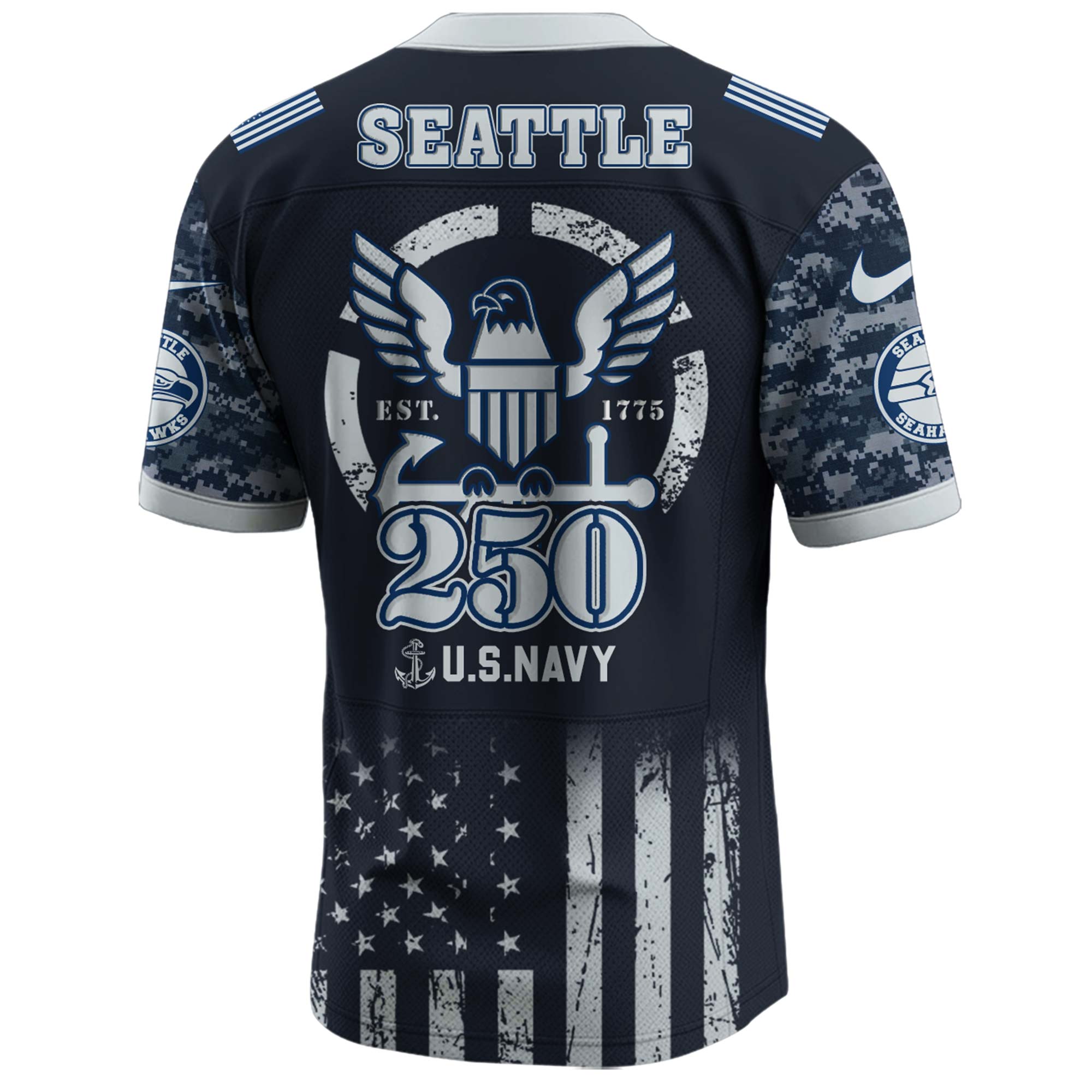 Seattle Seahawks NFL x 250 U.S. Navy 250th Birthday Celebration Jersey Seattle Seahawks NFL x 250 U.S. Navy 250th Birthday Celebration Jersey