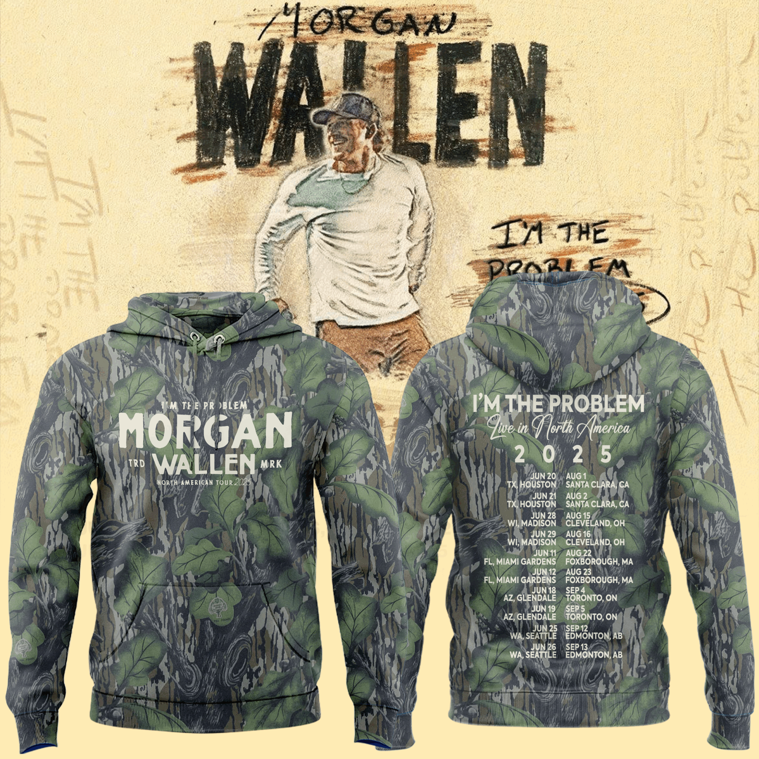 Houston Texans x Morgan Wallen "I'm The Problem Tour" Camo Hoodie Houston Texans x Morgan Wallen "I'm The Problem Tour" Camo Hoodie