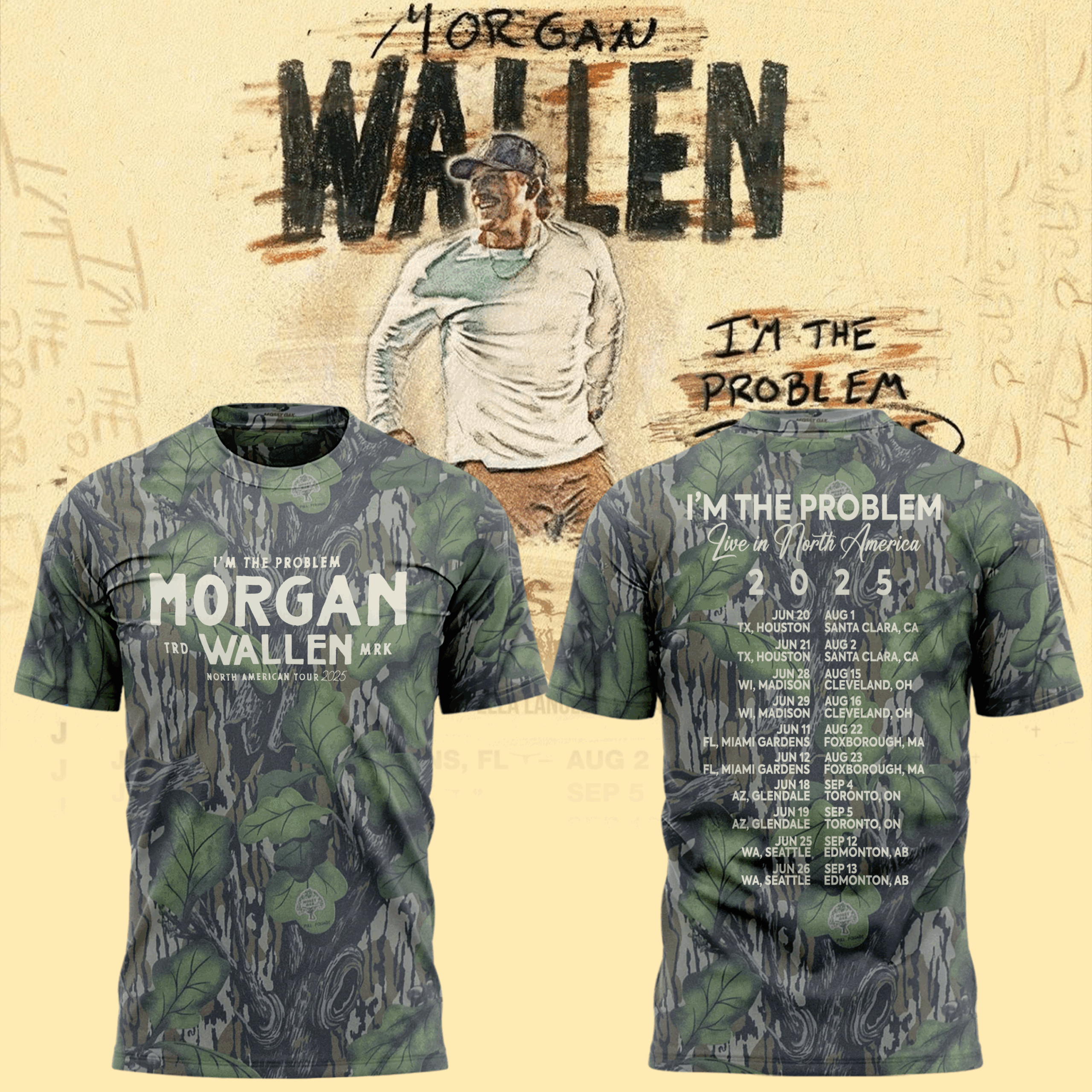 Houston Texans x Morgan Wallen "I'm The Problem Tour" Camo Shirt Houston Texans x Morgan Wallen "I'm The Problem Tour" Camo Shirt