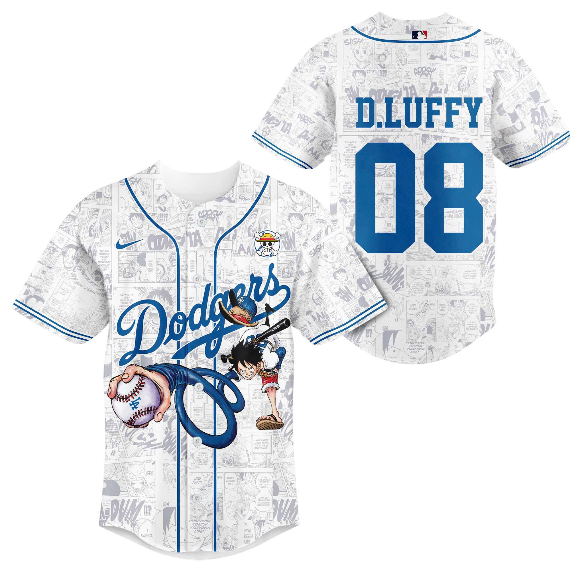 Los Angeles Dodgers x One Piece Theme Day Baseball Jersey Los Angeles Dodgers x One Piece Theme Day Baseball Jersey
