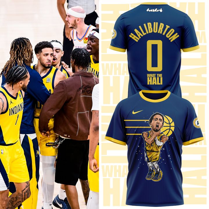 Indiana Pacers Tyrese Haliburton "What the Hali" NBA Finals 2025 Special Tee Indiana Pacers Tyrese Haliburton "What the Hali" NBA Finals 2025 Special Tee