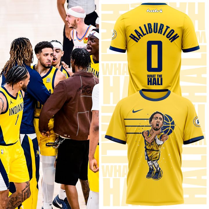 Indiana Pacers Tyrese Haliburton "What the Hali" NBA Finals 2025 Special Tee Indiana Pacers Tyrese Haliburton "What the Hali" NBA Finals 2025 Special Tee