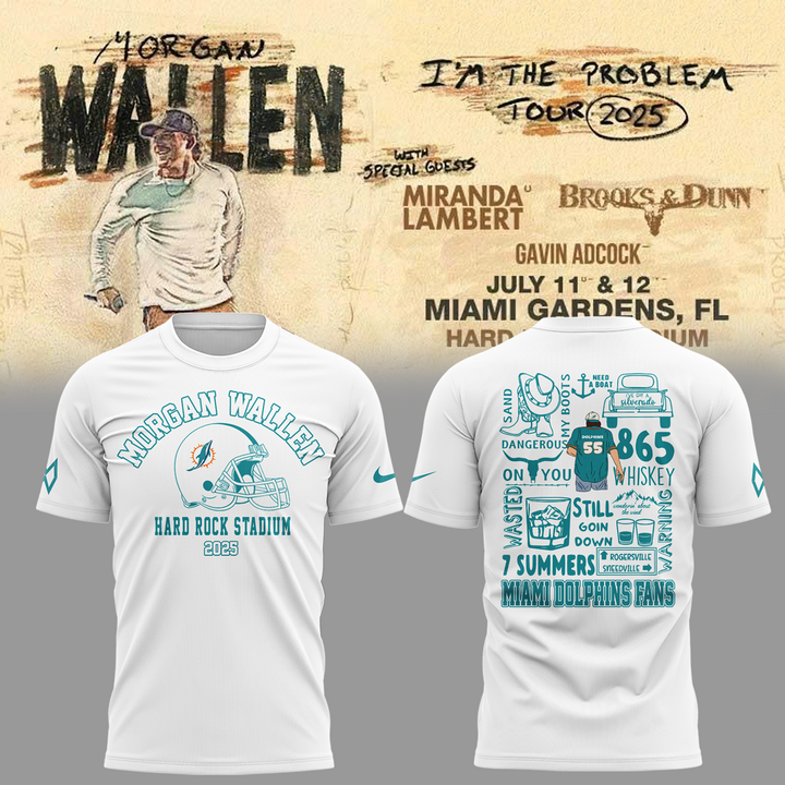 Miami Dolphins x Morgan Wallen "I'm The Problem Tour" 2025 Special Tee Miami Dolphins x Morgan Wallen "I'm The Problem Tour" 2025 Special Tee