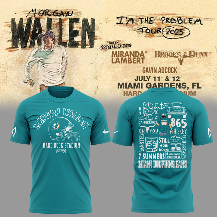 Miami Dolphins x Morgan Wallen "I'm The Problem Tour" 2025 Special Tee Miami Dolphins x Morgan Wallen "I'm The Problem Tour" 2025 Special Tee
