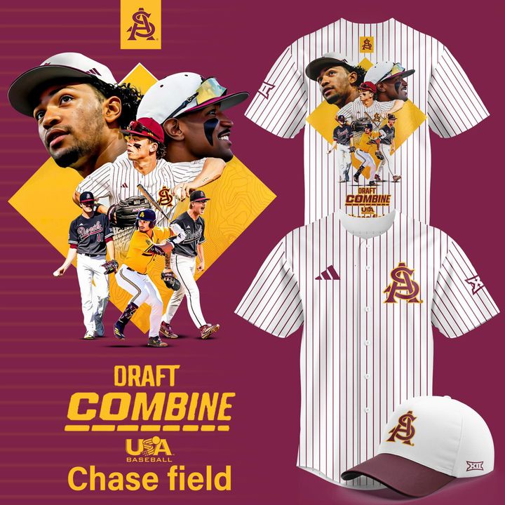 Arizona State Sun Devils x Draft Combine 2025 Stripes Baseball Jersey Arizona State Sun Devils x Draft Combine 2025 Stripes Baseball Jersey