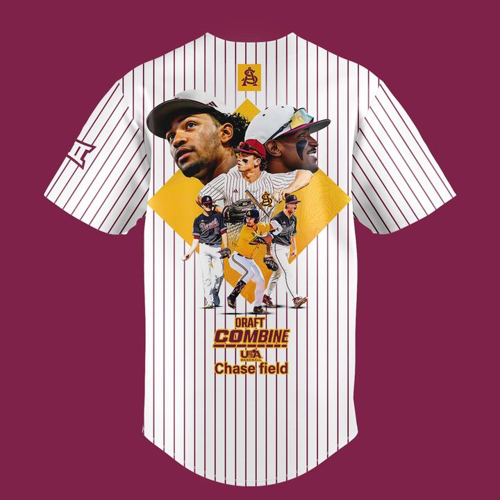 Arizona State Sun Devils x Draft Combine 2025 Stripes Baseball Jersey Arizona State Sun Devils x Draft Combine 2025 Stripes Baseball Jersey