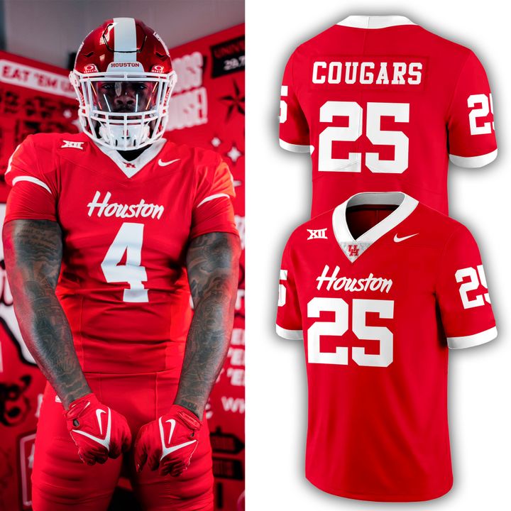 Houston Cougars Special New 2025 Season Football Jersey - Red Houston Cougars Special New 2025 Season Football Jersey - Red