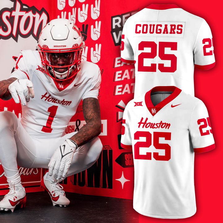 Houston Cougars Special New 2025 Season Football Jersey - White Houston Cougars Special New 2025 Season Football Jersey - White