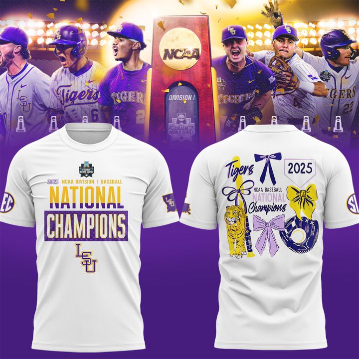 LSU Tigers 2025 NCAA Baseball Men's College World Series Champions T-Shirt LSU Tigers 2025 NCAA Baseball Men's College World Series Champions T-Shirt