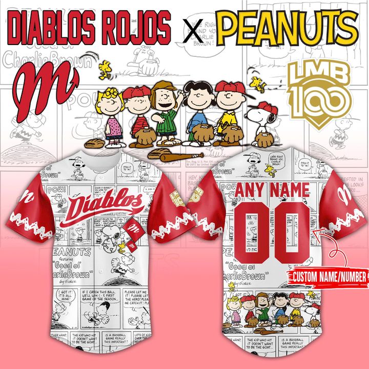 Diablos Rojos del Mexico x Peanuts 2025 Baseball Jersey Diablos Rojos del Mexico x Peanuts 2025 Baseball Jersey