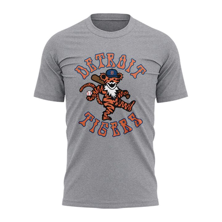 Detroit Tigers Grateful Dead Night Special Grey Tee Detroit Tigers Grateful Dead Night Special Grey Tee