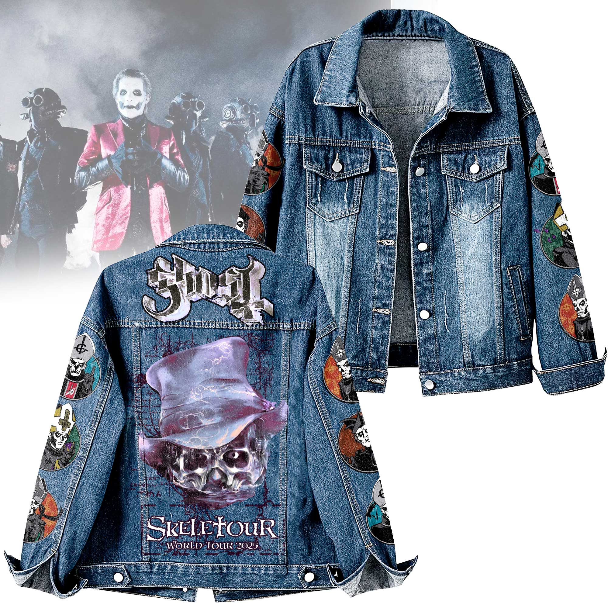 Ghost Band "Skelf Tour World Tour 2025" Denim Jacket Ghost Band "Skelf Tour World Tour 2025" Denim Jacket
