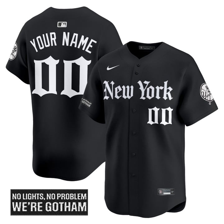 New York Yankees "Gothic Legacy Edition" Personalized Baseball Jersey - Black New York Yankees "Gothic Legacy Edition" Personalized Baseball Jersey - Black