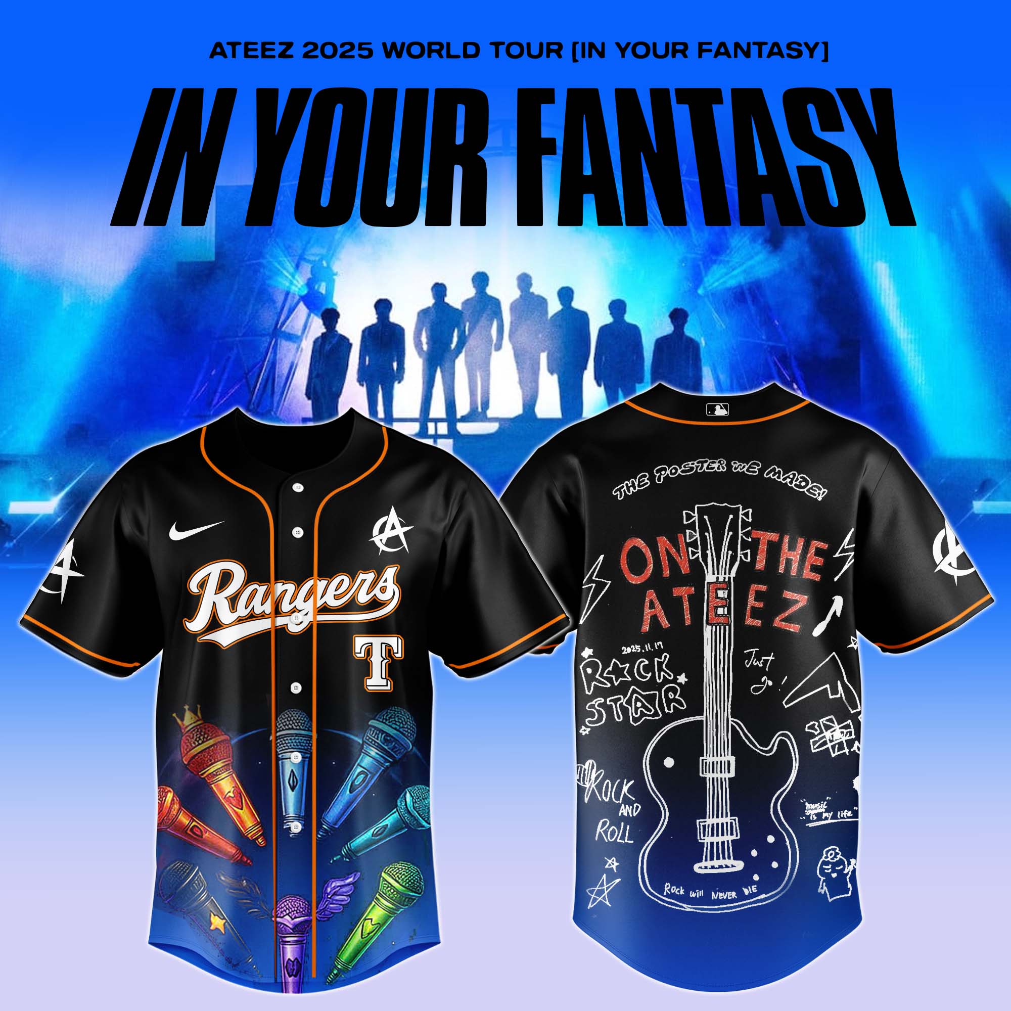 Texas Rangers x ATEEZ 2025 World Tour 2025 Limited Edition Jersey Texas Rangers x ATEEZ 2025 World Tour 2025 Limited Edition Jersey
