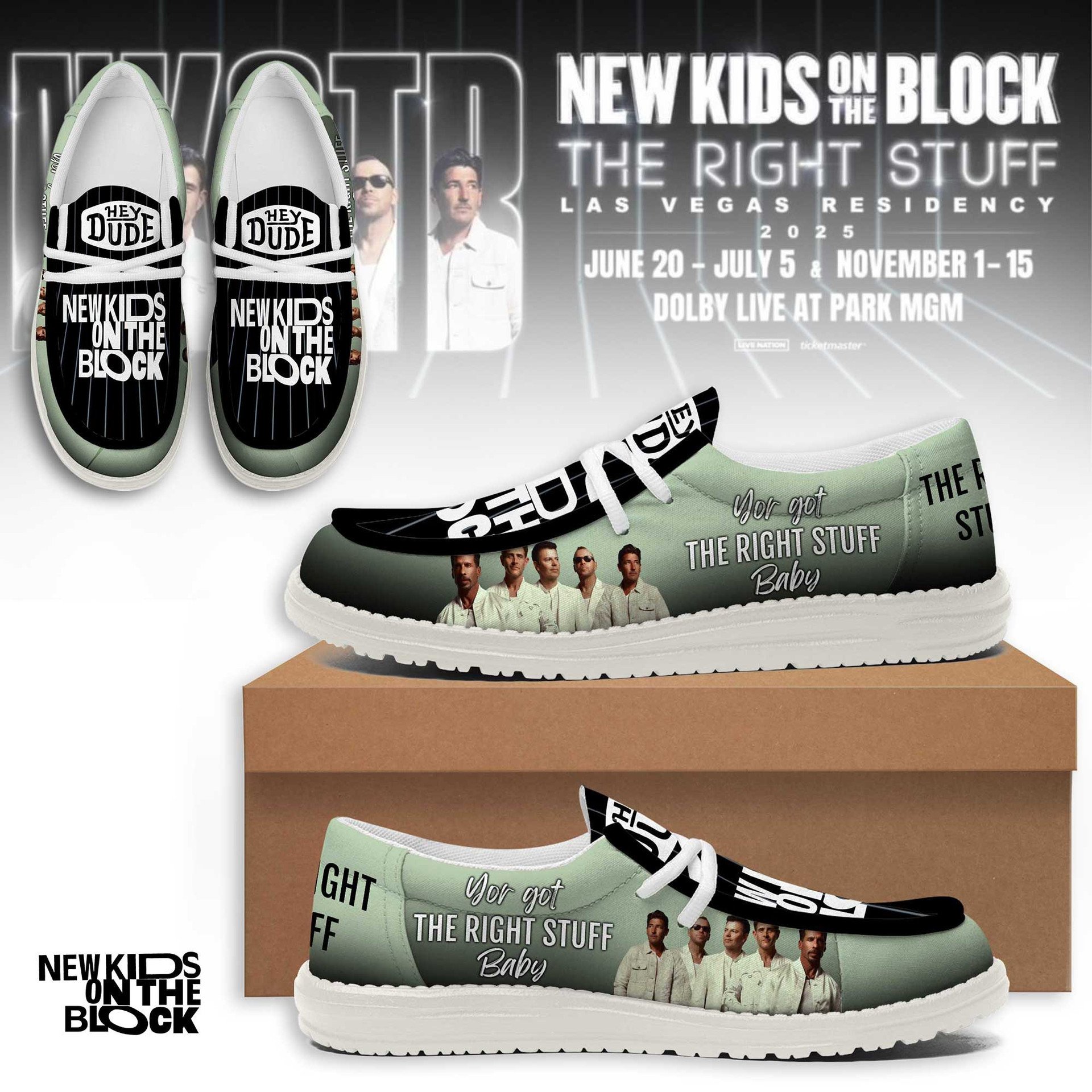 New Kids on the Block "THE RIGHT STUFF" Hey Dudes Shoes New Kids on the Block "THE RIGHT STUFF" Hey Dudes Shoes
