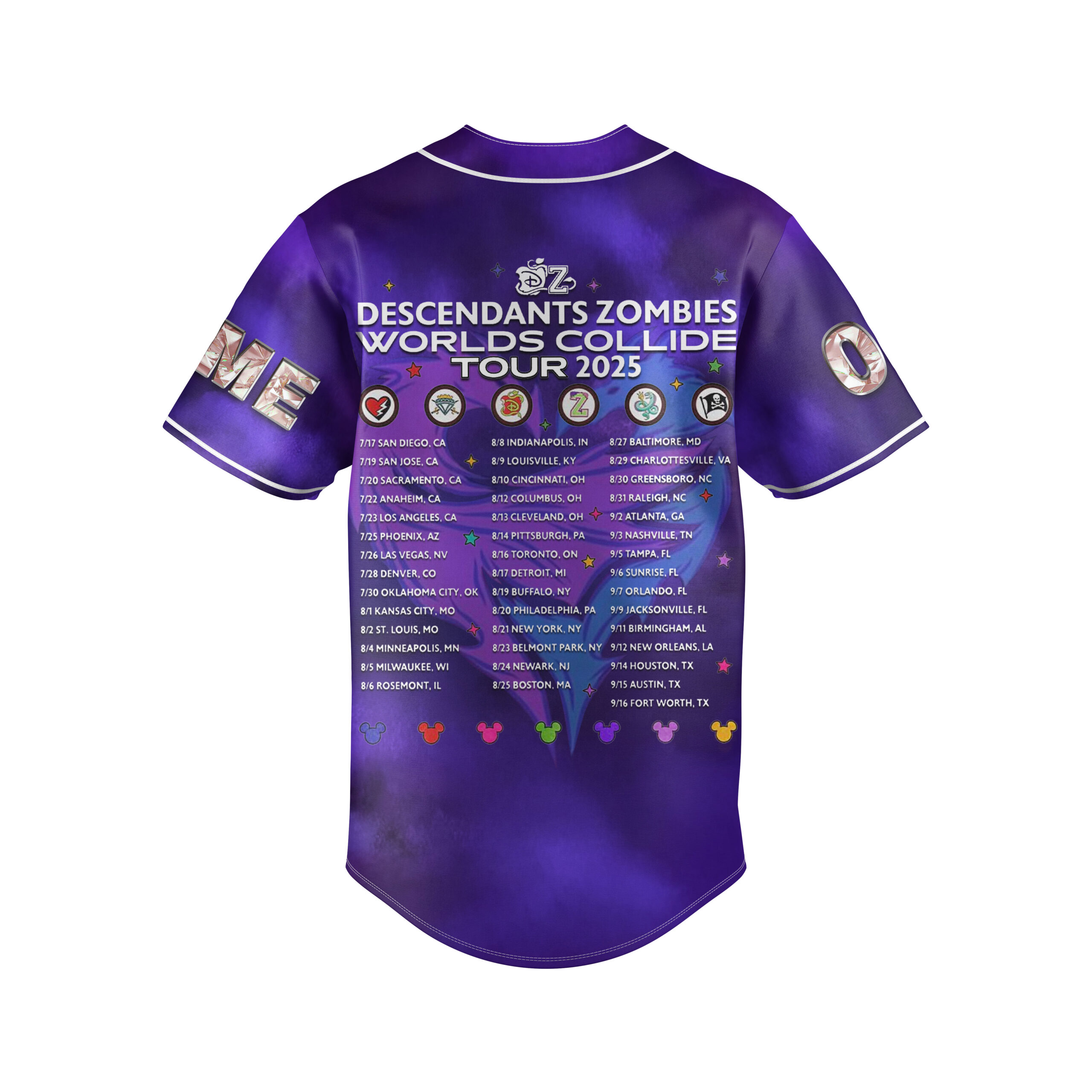 Disney Descendants x Zombies: Worlds Collide Tour Baseball Jersey Disney Descendants x Zombies: Worlds Collide Tour Baseball Jersey