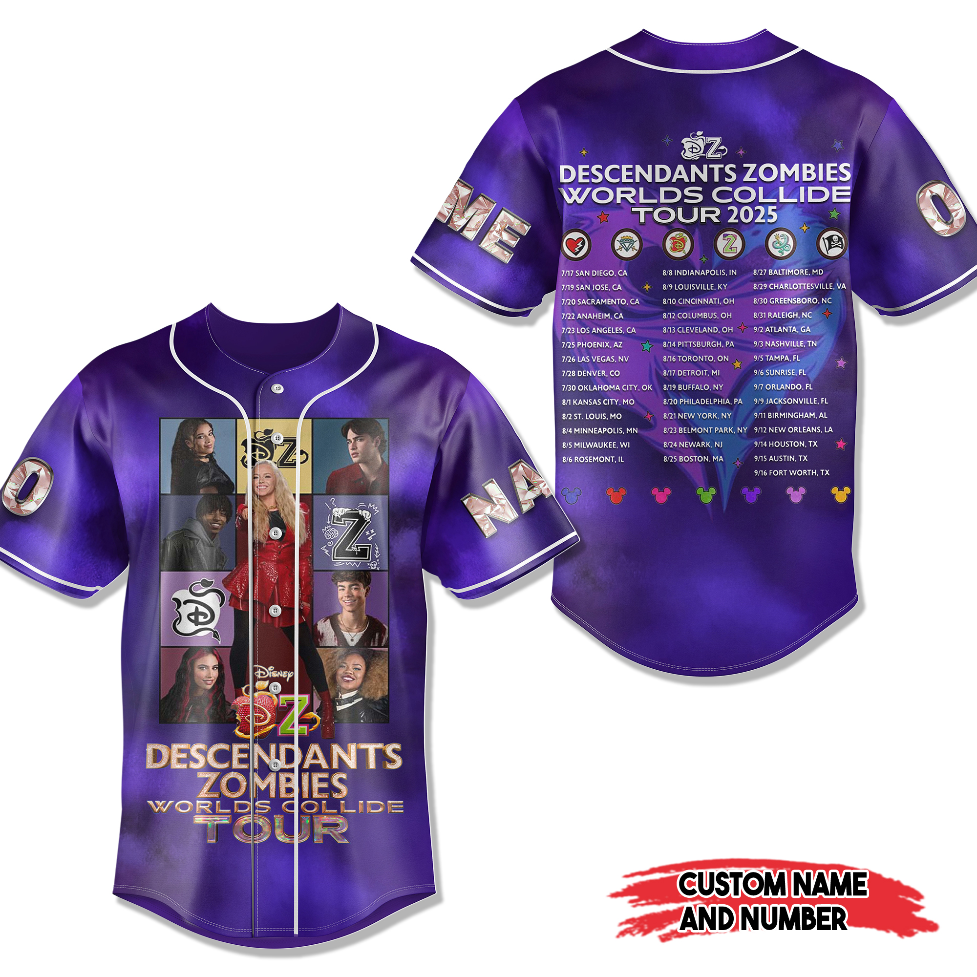 Disney Descendants x Zombies: Worlds Collide Tour Baseball Jersey Disney Descendants x Zombies: Worlds Collide Tour Baseball Jersey