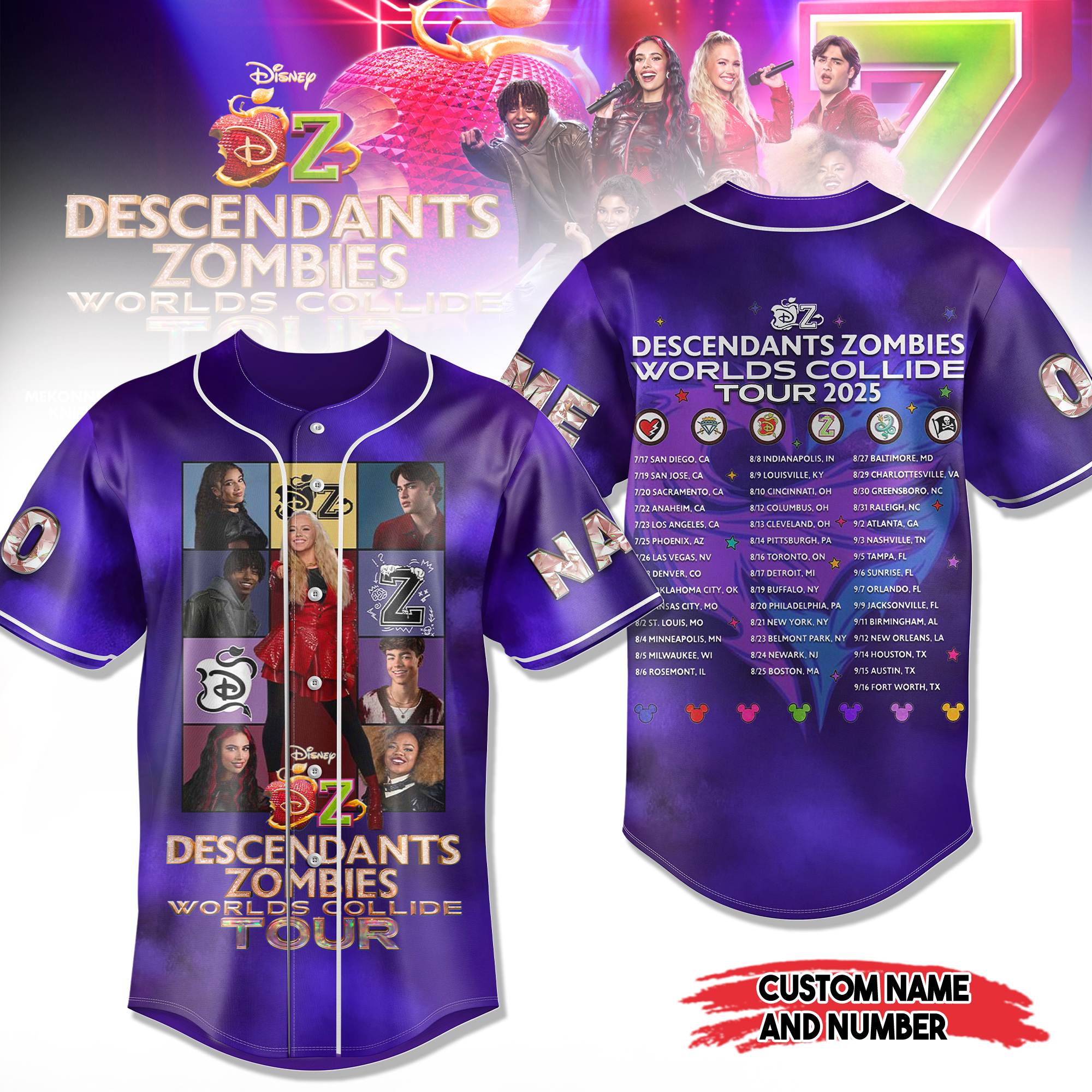 Disney Descendants x Zombies: Worlds Collide Tour Baseball Jersey Disney Descendants x Zombies: Worlds Collide Tour Baseball Jersey