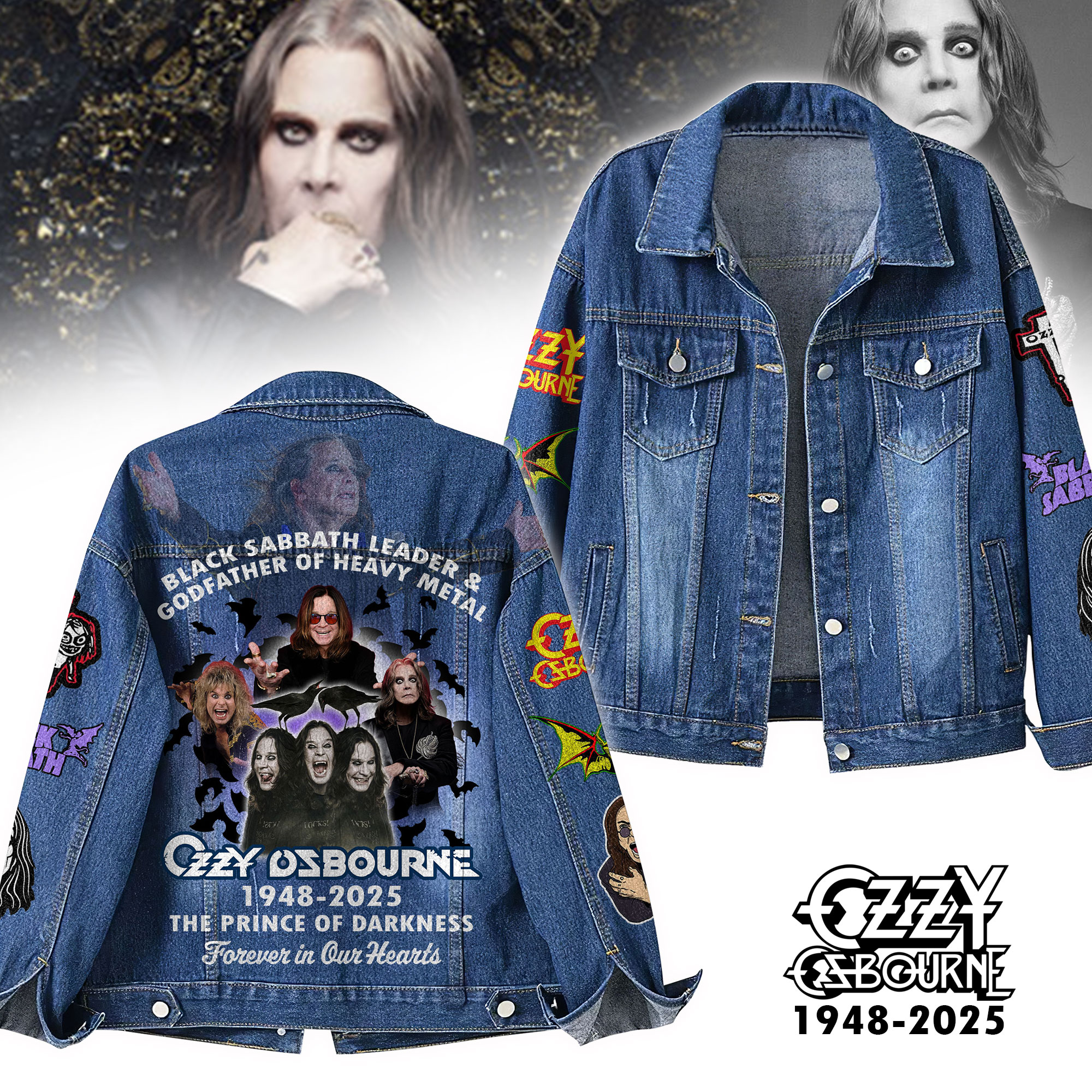 Ozzy Osbourne Prince Of Darkness Forever In Our Hearts Denim Jacket Ozzy Osbourne Prince Of Darkness Forever In Our Hearts Denim Jacket