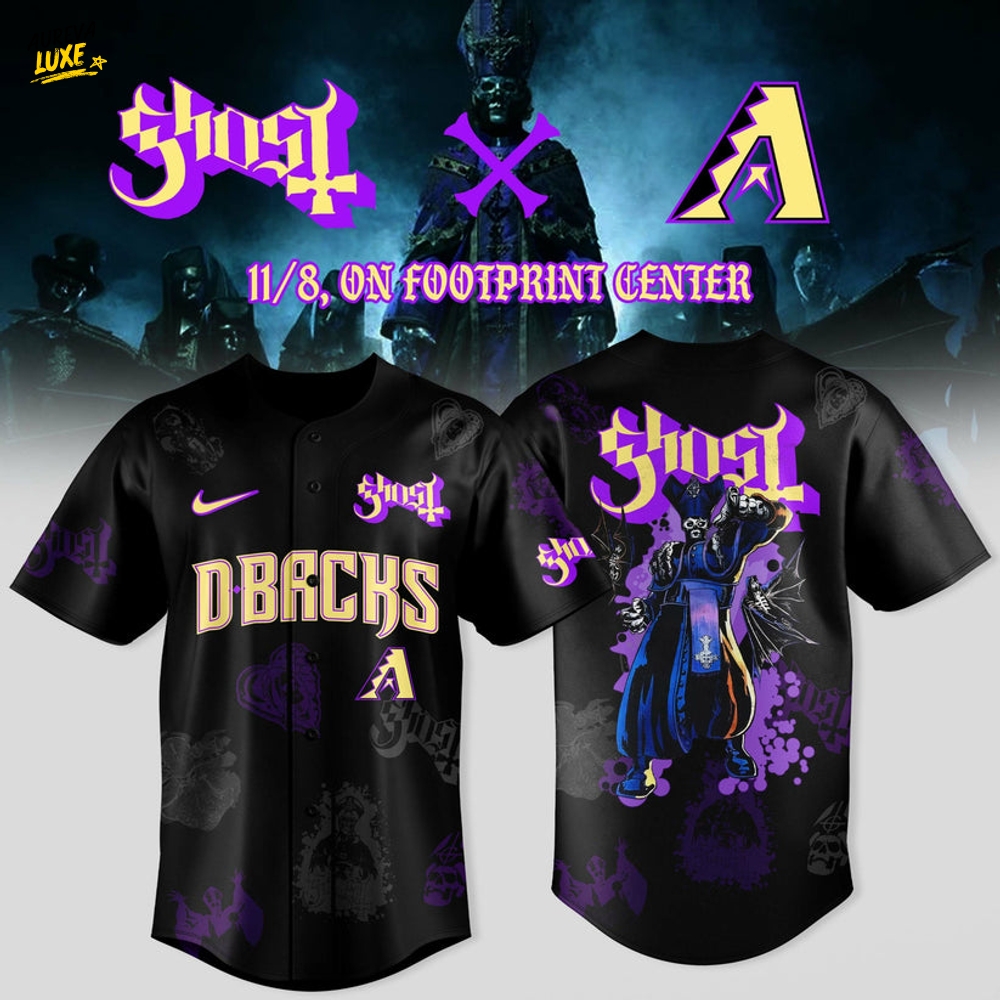 Arizona Diamondbacks x Ghost Band World Tour 2025 Black Baseball Jersey Arizona Diamondbacks x Ghost Band World Tour 2025 Black Baseball Jersey