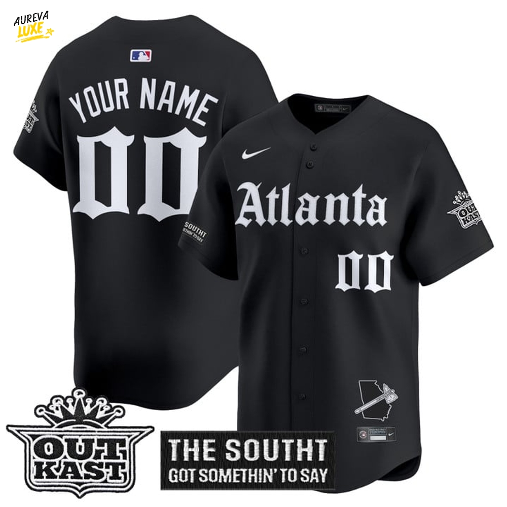 Atlanta Braves "Gothic South x Outkast Edition" Special Baseball Jersey - Black Atlanta Braves "Gothic South x Outkast Edition" Special Baseball Jersey - Black
