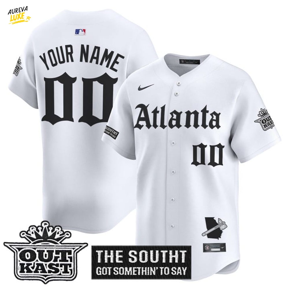 Atlanta Braves "Gothic South x Outkast Edition" Special Baseball Jersey - White Atlanta Braves "Gothic South x Outkast Edition" Special Baseball Jersey - White
