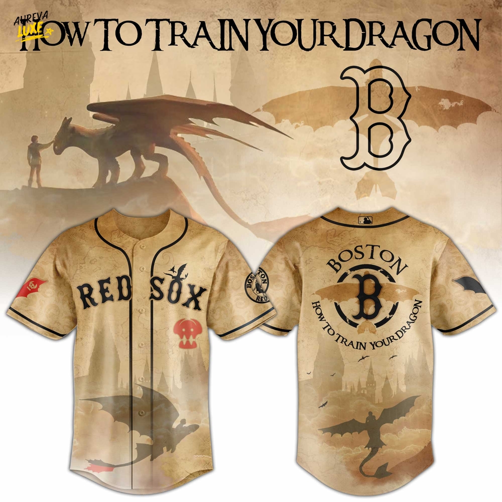 Boston Red Sox x How To Train Your Dragon Night Fury Baseball Jersey Boston Red Sox x How To Train Your Dragon Night Fury Baseball Jersey