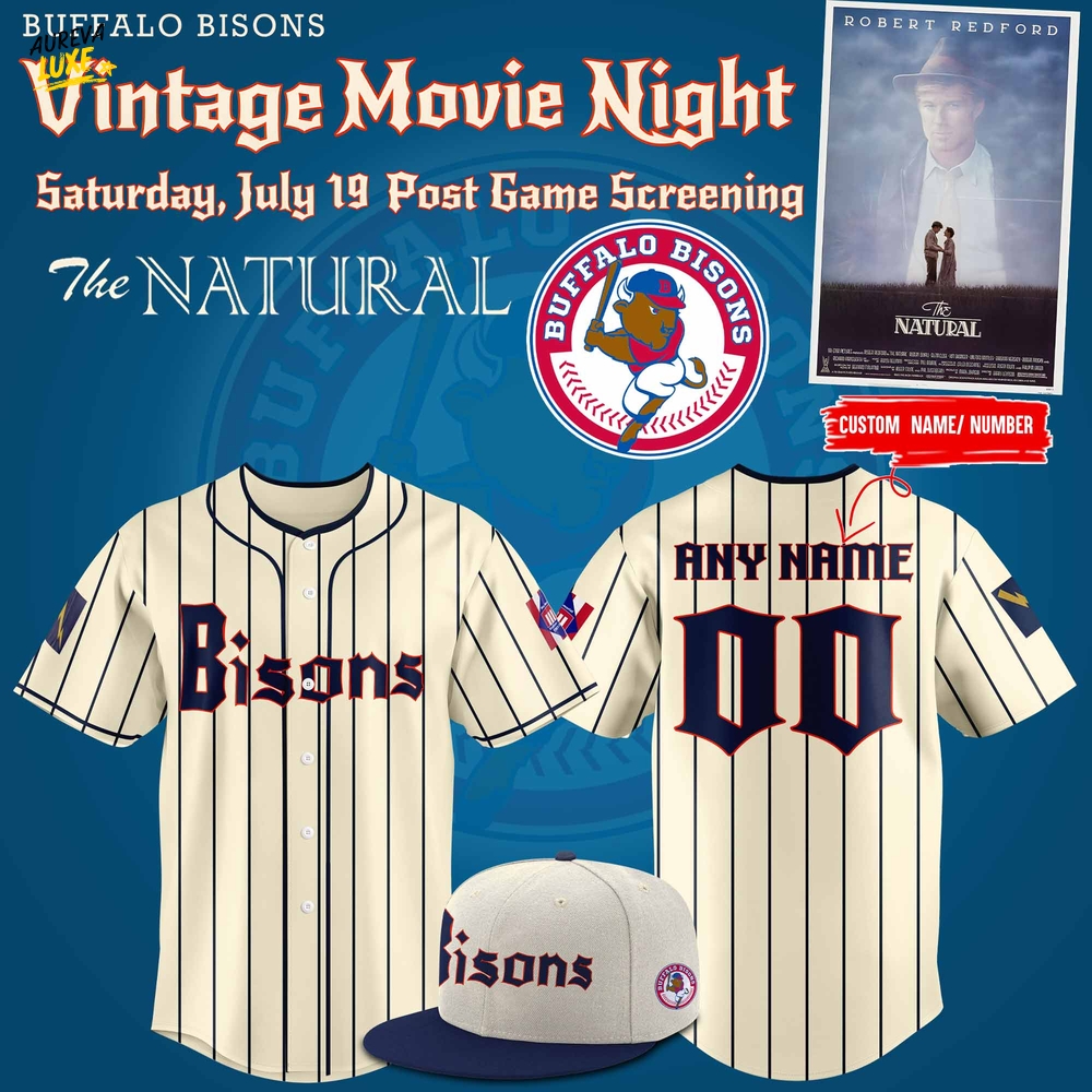 Buffalo Bisons Vintage Movie Night Custom Baseball Jersey Buffalo Bisons Vintage Movie Night Custom Baseball Jersey