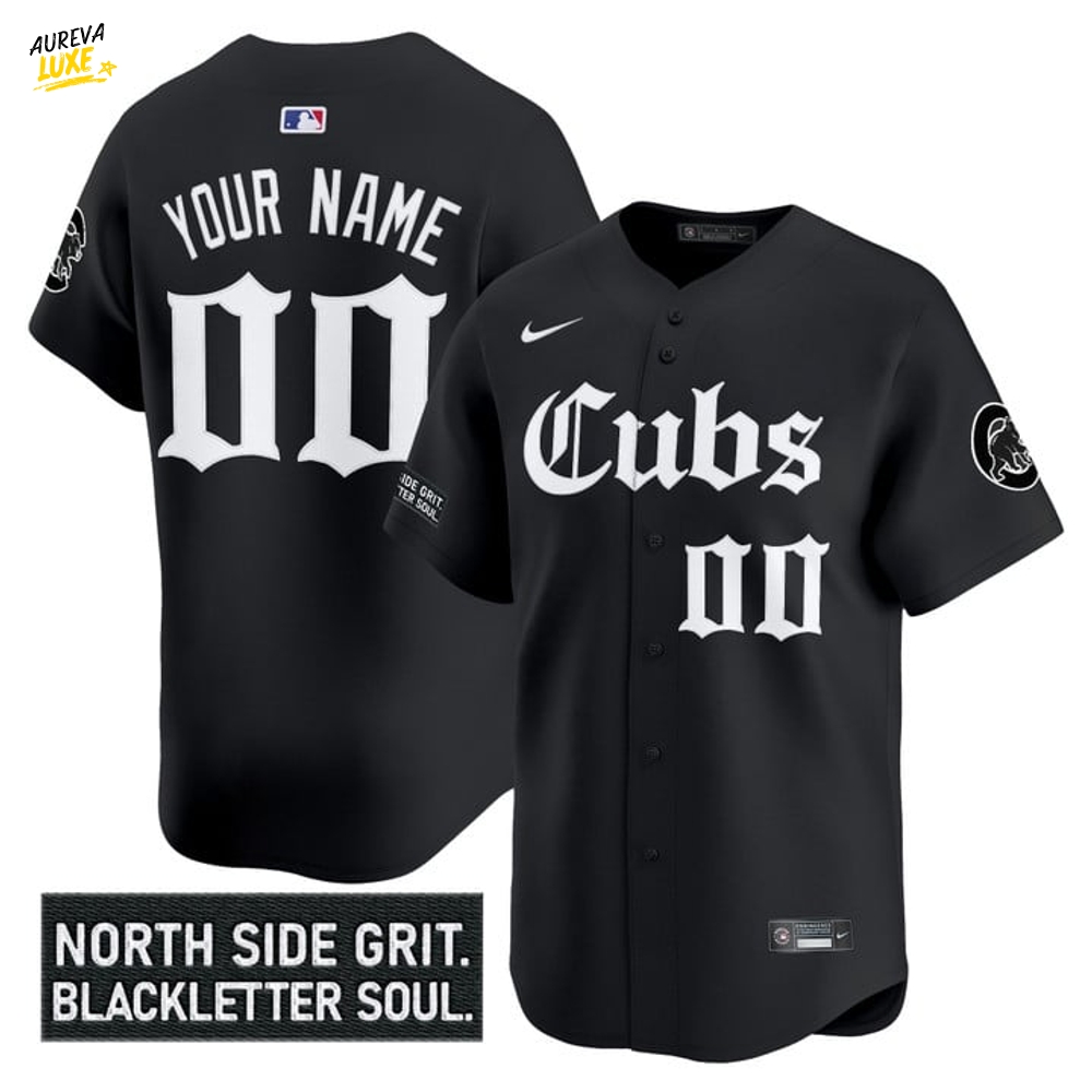 Chicago Cubs Gothic North Side Edition "North Side Grit Blackletter Soul" Baseball Jersey - Black Chicago Cubs Gothic North Side Edition "North Side Grit Blackletter Soul" Baseball Jersey - Black