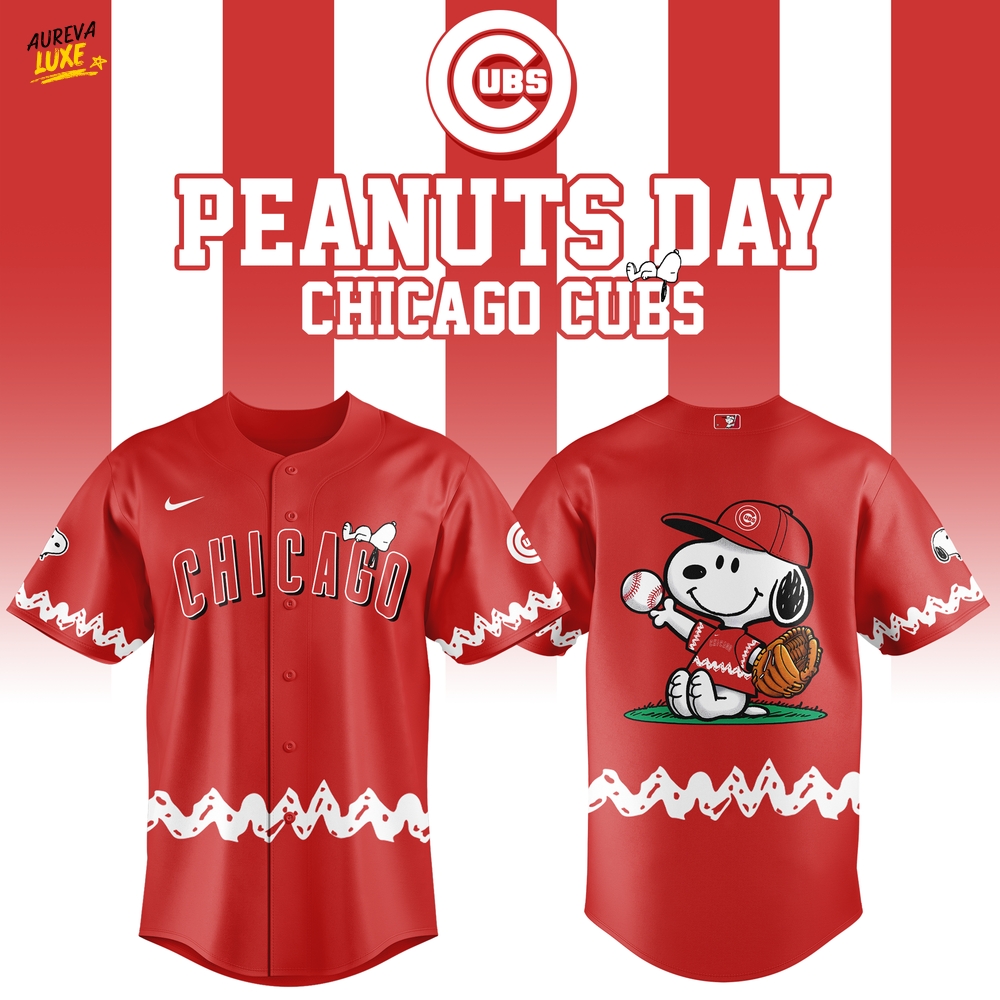 Chicago Cubs x Peanuts Day 2025 Baseball Jersey - Red Chicago Cubs x Peanuts Day 2025 Baseball Jersey - Red