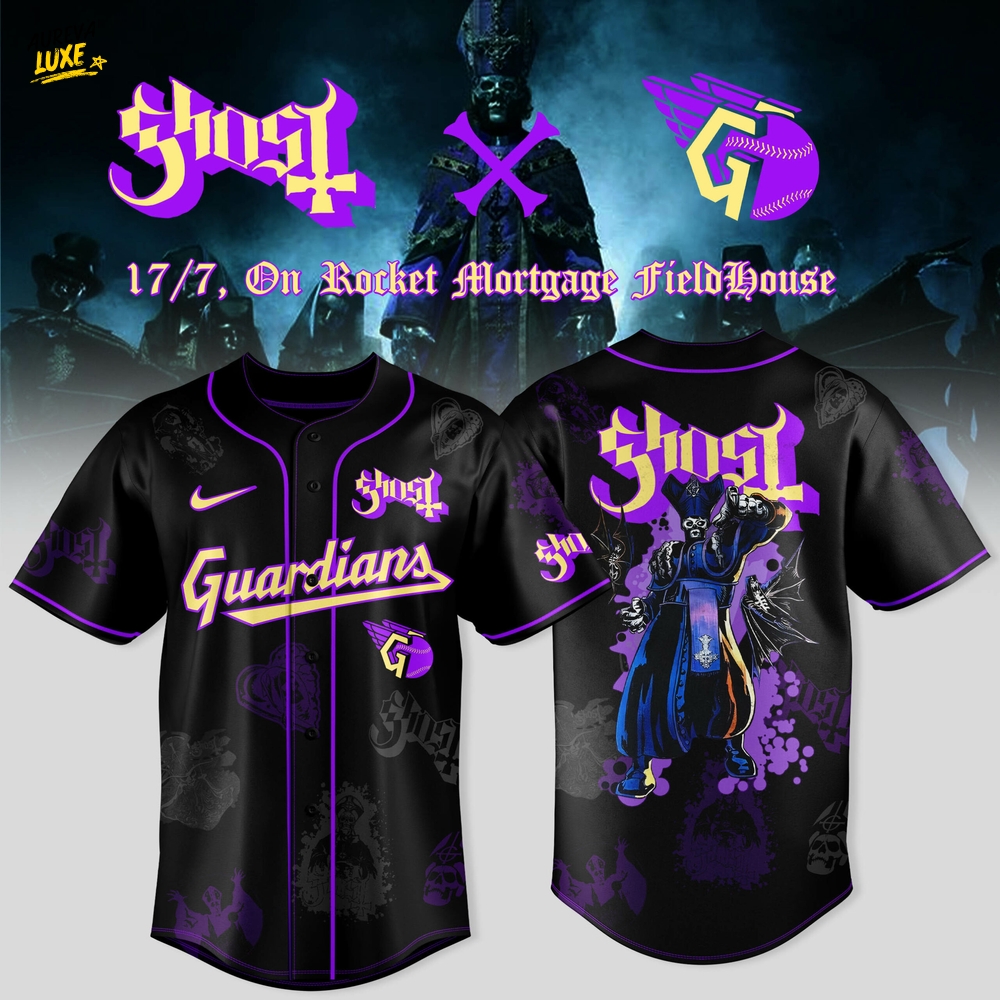 Cleveland Guardians x Ghost Band World Tour 2025 Black Baseball Jersey Cleveland Guardians x Ghost Band World Tour 2025 Black Baseball Jersey