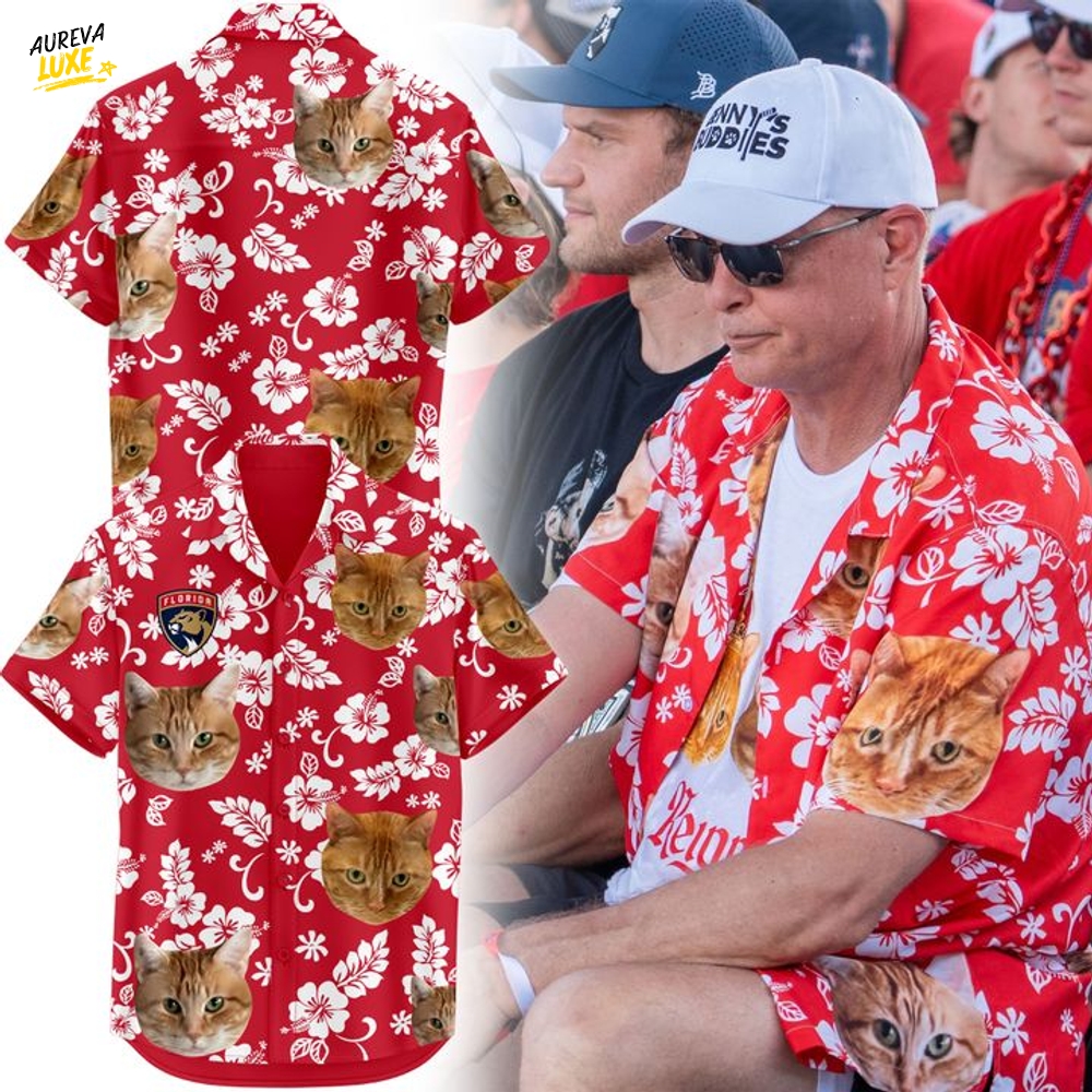 Florida Panthers Coach's Cat Hawaiian Shirt Florida Panthers Coach's Cat Hawaiian Shirt