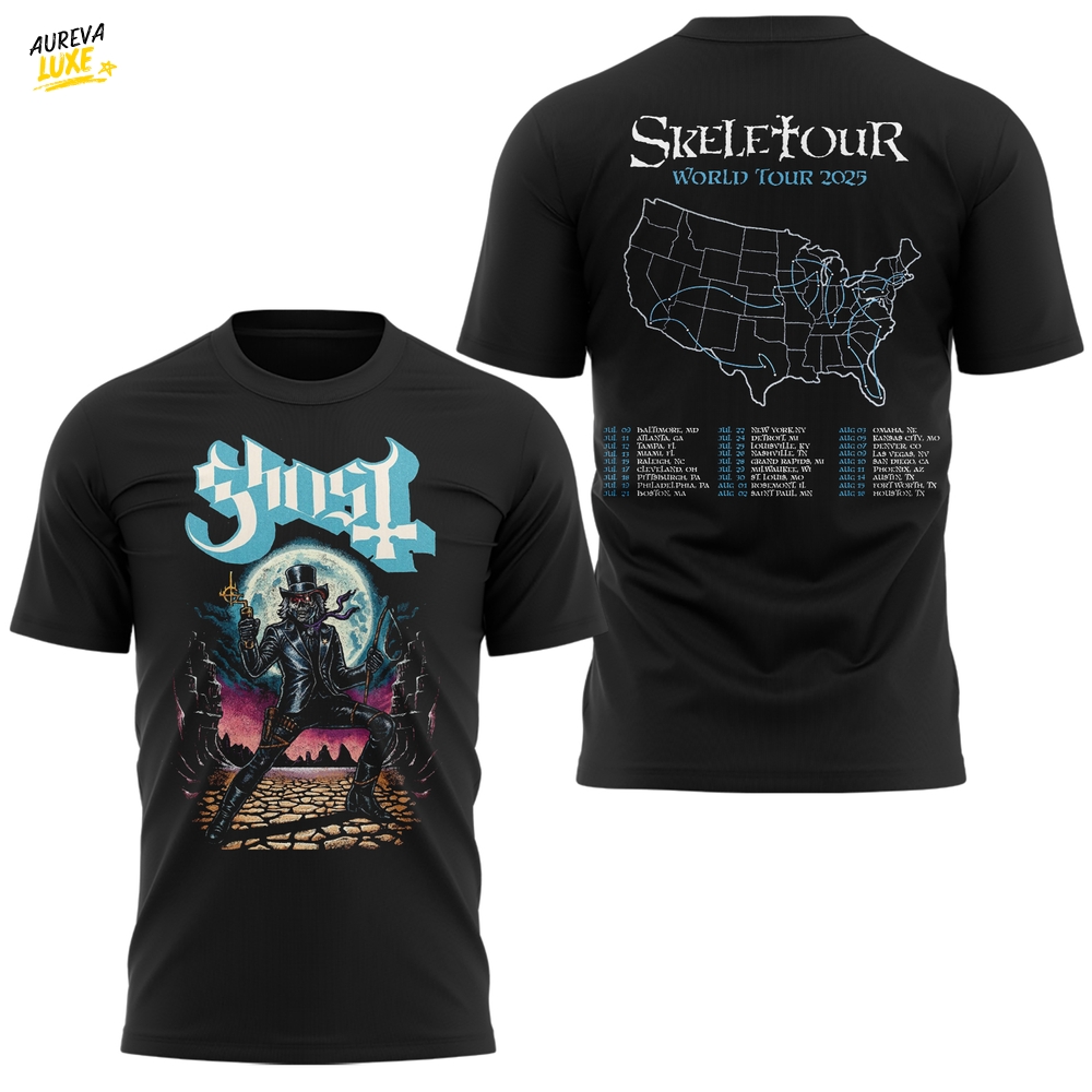 Ghost “The SKELETOUR” 2025 Black Tour Tee Ghost “The SKELETOUR” 2025 Black Tour Tee