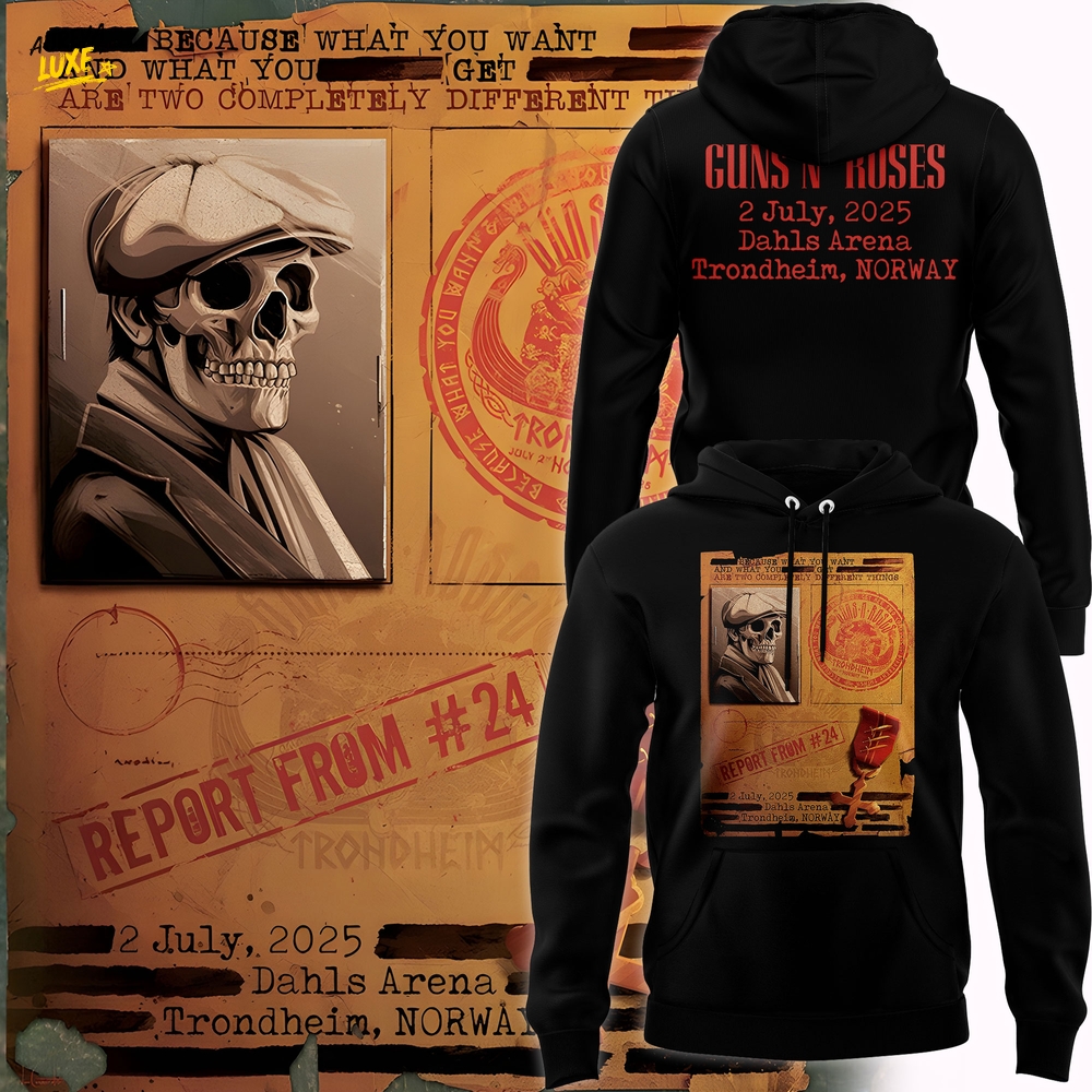Guns N' Roses Norway! Tonight marks our first time in Trondheim Black Hoodie Guns N' Roses Norway! Tonight marks our first time in Trondheim Black Hoodie