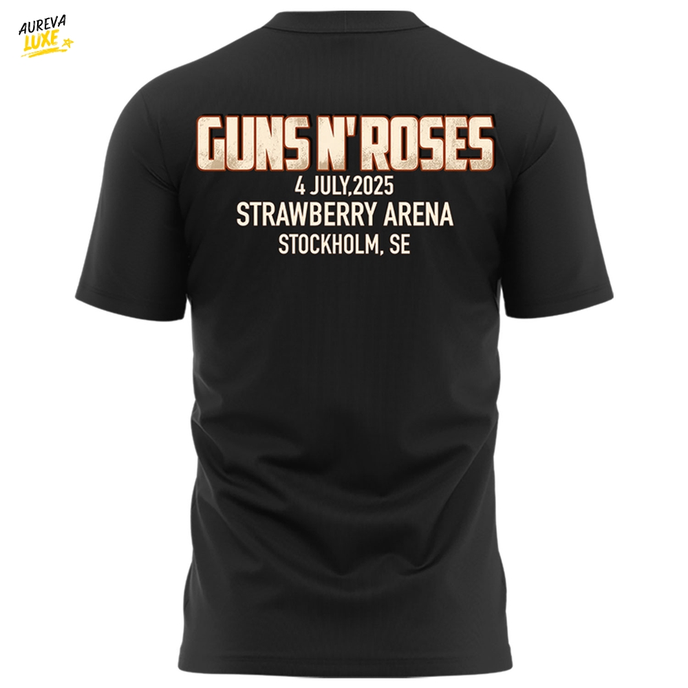 Guns N' Roses World Tour 2025 in Stockholm Special Black Tee Guns N' Roses World Tour 2025 in Stockholm Special Black Tee