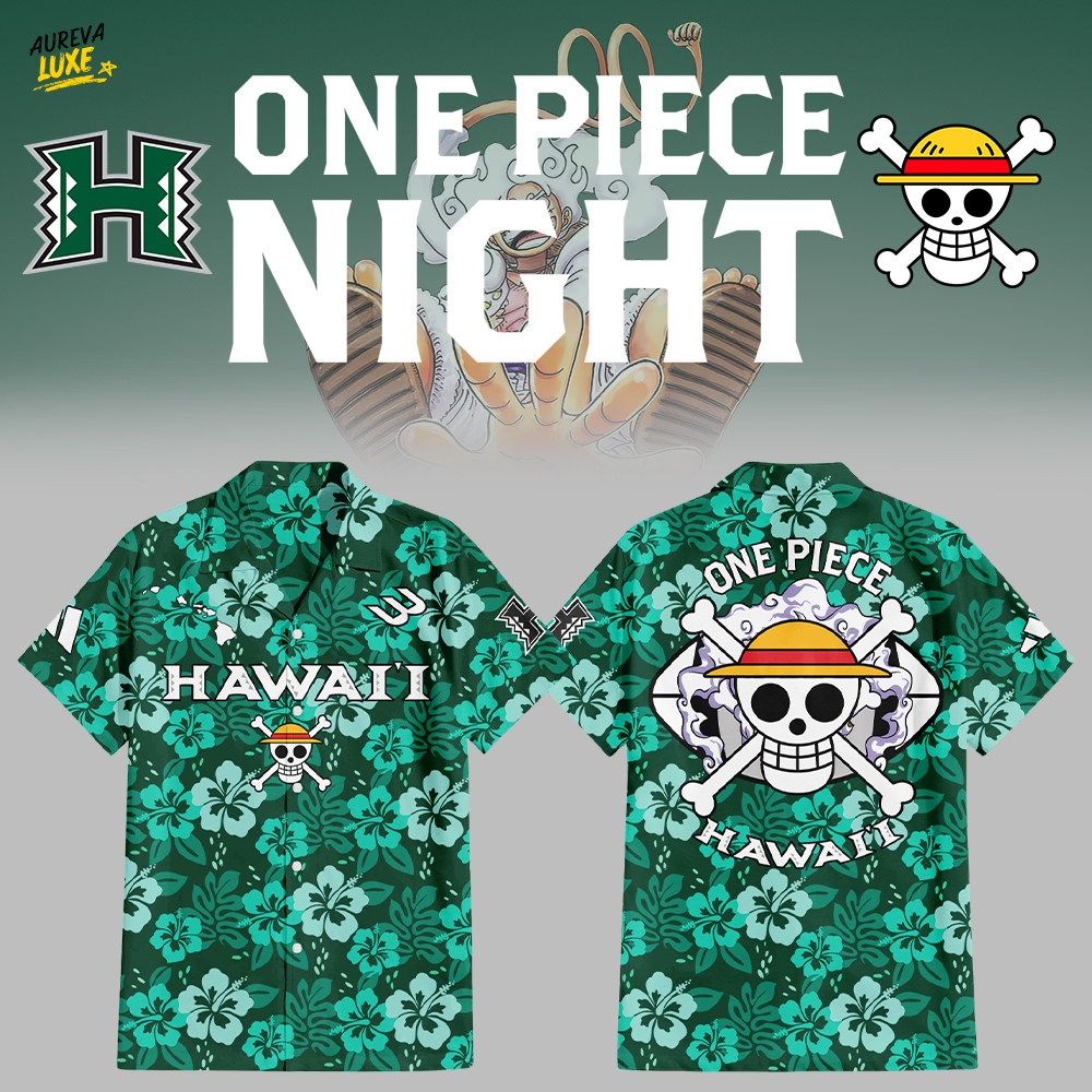 Hawaii Rainbow Warriors x One Piece Special Hawaiian Shirt Hawaii Rainbow Warriors x One Piece Special Hawaiian Shirt