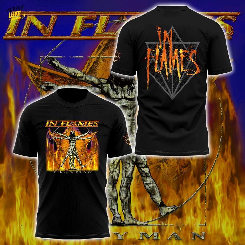 In Flames Happy 25th Birthday to Clayman Special Black Tee In Flames Happy 25th Birthday to Clayman Special Black Tee