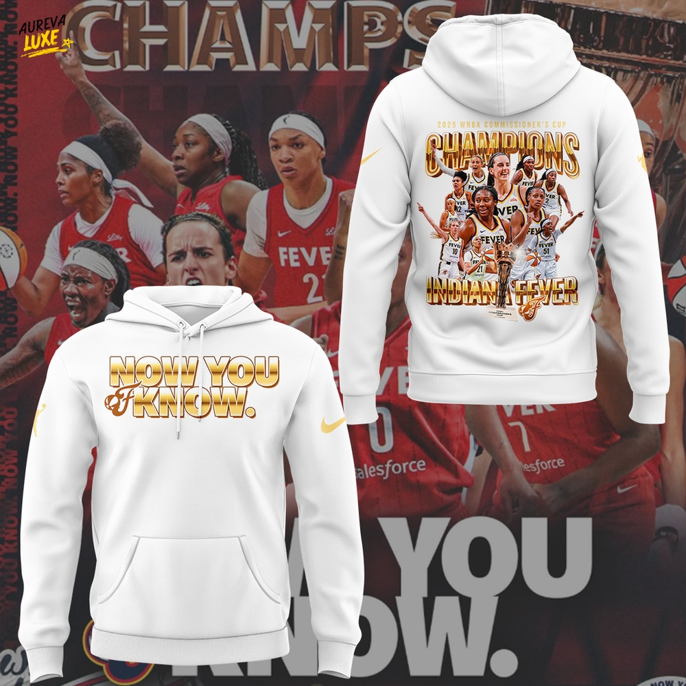 Indiana Fever Champions Commissioner's Cup 2025 Special Edition White Hoodie Indiana Fever Champions Commissioner's Cup 2025 Special Edition White Hoodie