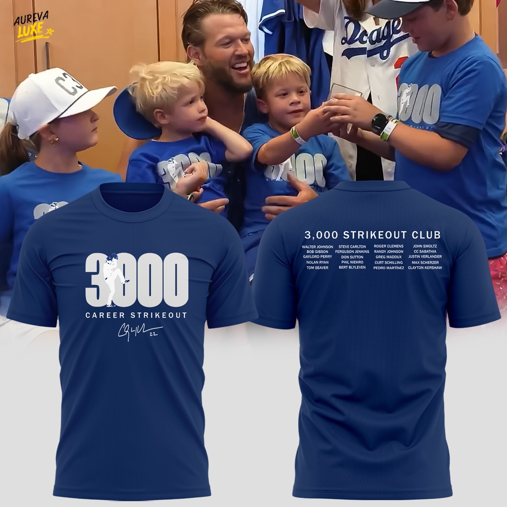 Los Angeles Dodgers Clayton Kershaw's 3,000th-Strikeout 2025 T-shirt Los Angeles Dodgers Clayton Kershaw's 3,000th-Strikeout 2025 T-shirt