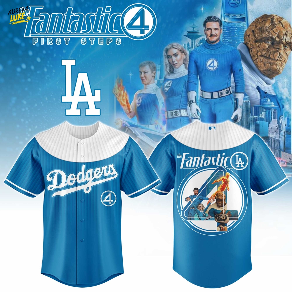 Los Angeles Dodgers x Fantastic Four Legends Unite Hero Baseball Jersey Los Angeles Dodgers x Fantastic Four Legends Unite Hero Baseball Jersey