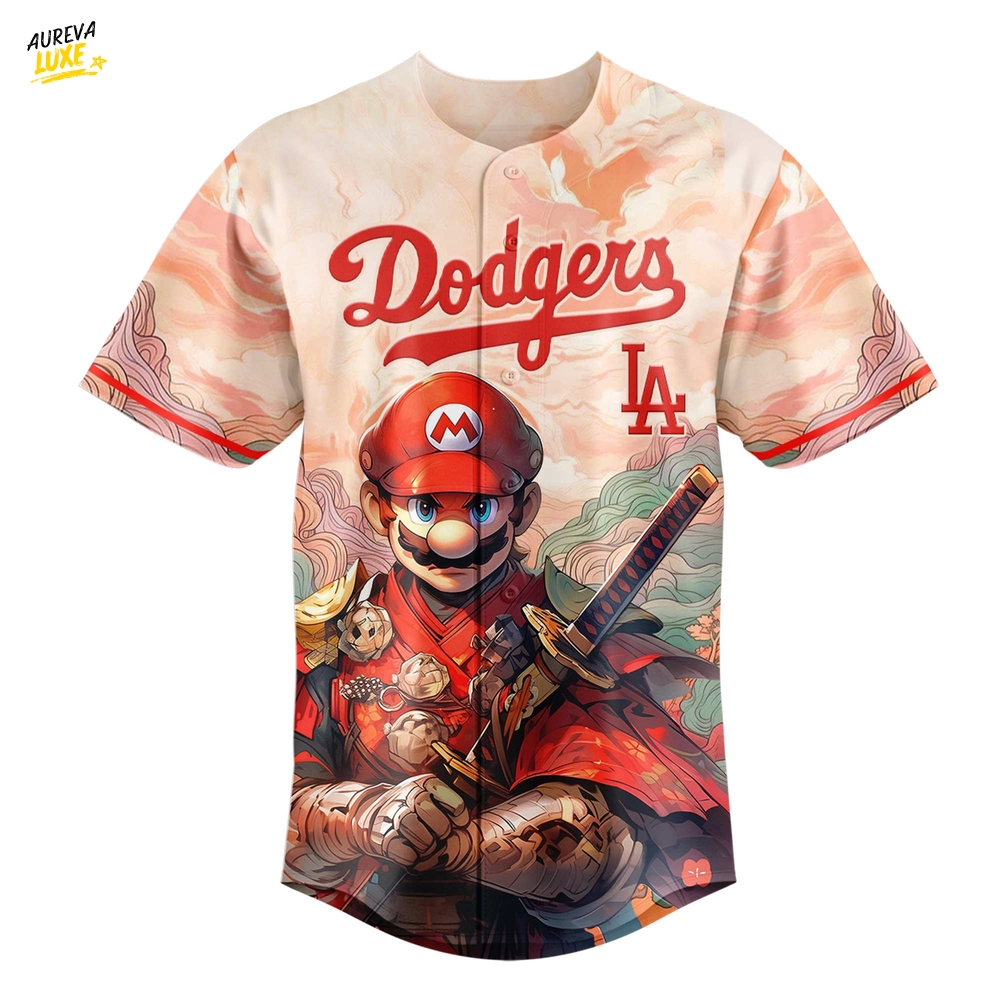 Los Angeles Dodgers x Mario Samurai Hero Special Baseball Jersey Los Angeles Dodgers x Mario Samurai Hero Special Baseball Jersey