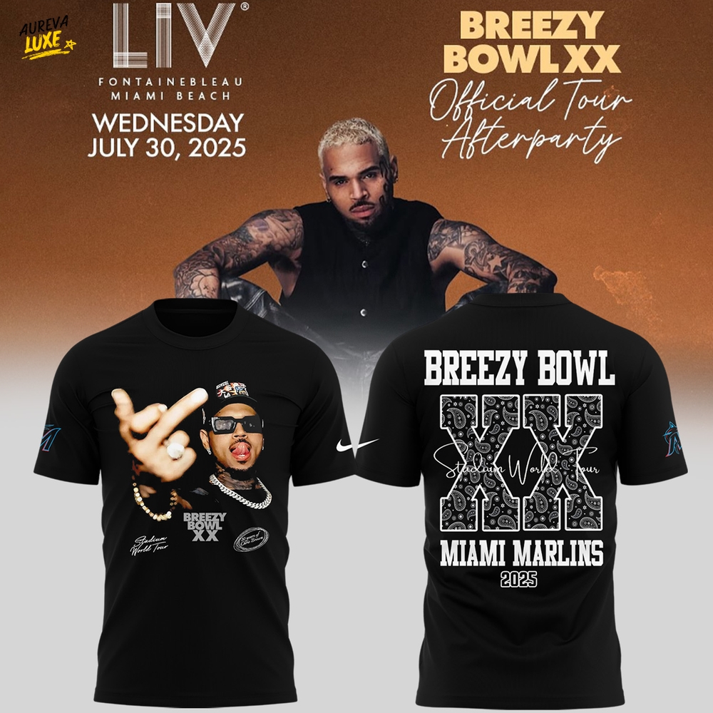 Miami Marlins x Chris Brown Breezy Bowl XX 2025 T-shirt Miami Marlins x Chris Brown Breezy Bowl XX 2025 T-shirt