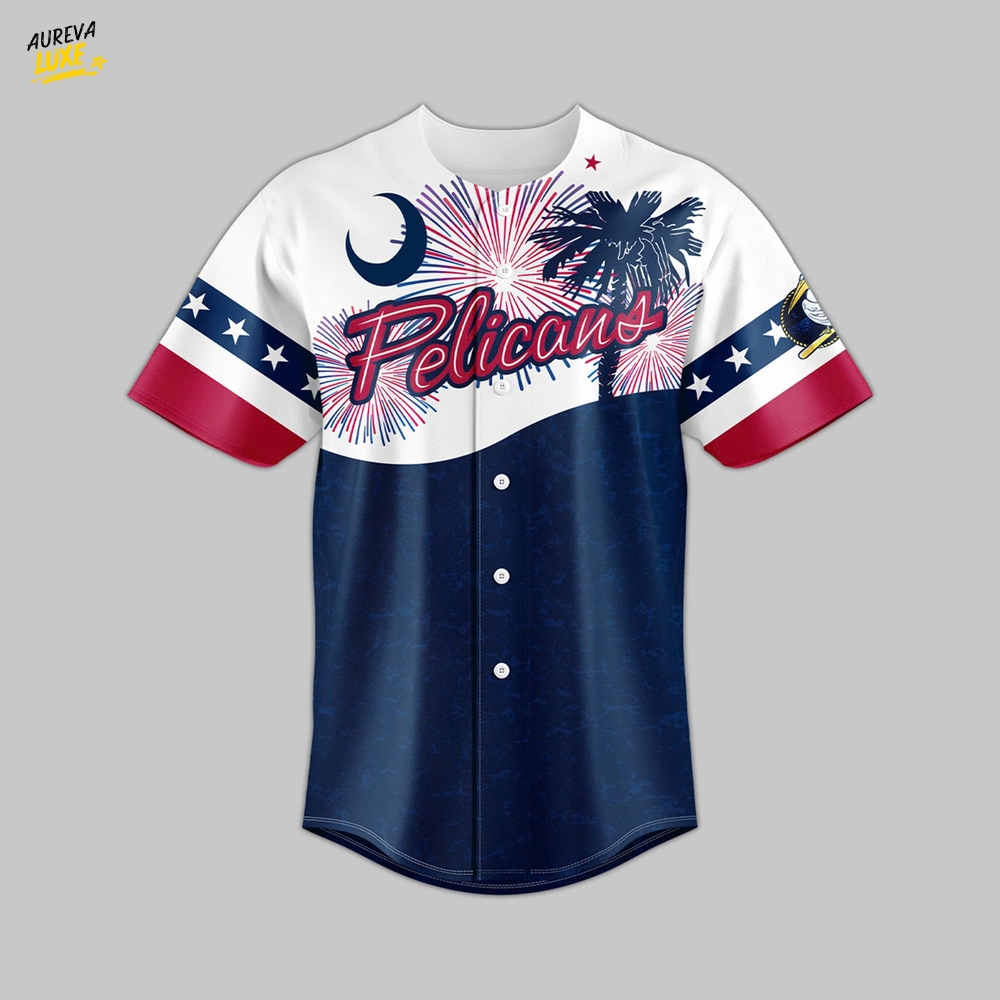 Myrtle Beach Pelicans Independence Day 2025 Baseball Jersey Myrtle Beach Pelicans Independence Day 2025 Baseball Jersey