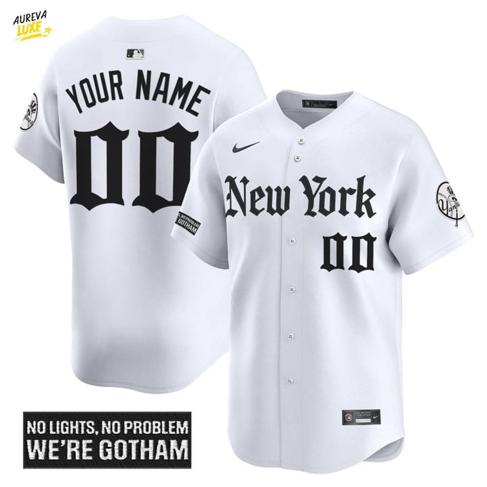 New York Yankees "Gothic Legacy Edition" Personalized Baseball Jersey - White New York Yankees "Gothic Legacy Edition" Personalized Baseball Jersey - White